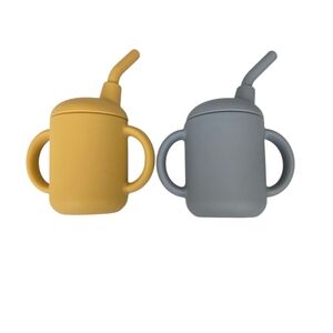 Yellow and Gray Sippy Cups with Handles And Snack Holders